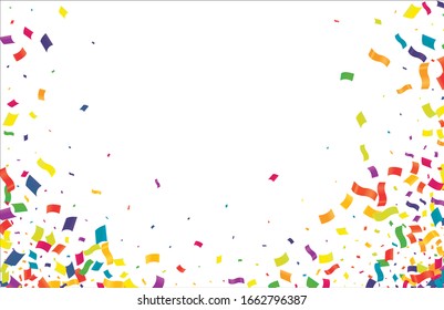 Many Falling Colorful Tiny Confetti Isolated On Transparent Background. Vector