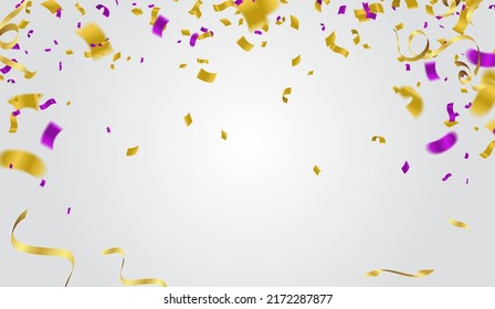 Many Falling Colorful Tiny Confetti And Ribbon Isolated On Background. Vector. Multi colored