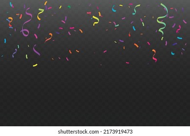 Muchos Se Caen En El Colorido Y Pequeño Confetti Y Cinta En El Fondo Negro. Evento y fiesta de celebración. Multicolorizado. Vector