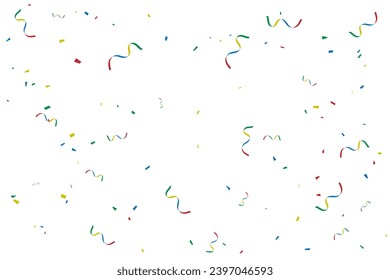 Many Falling Colorful Tiny Confetti And Ribbon On Transparent Background. Celebration Event and Party. Multicolored. Vector Illustration