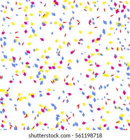Many Falling Colorful Tiny Confetti Isolated On White Background. Vector