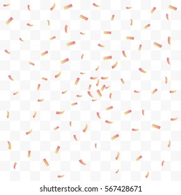 Many Falling Colorful Tiny Confetti On Transparent Background. Vector