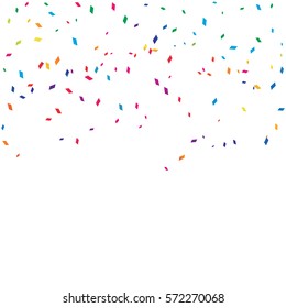 Many Falling Colorful Tiny Confetti On White Background. Vector