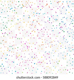 Many Falling Colorful Tiny Confetti Geometric Isolated On Transparent Background. Vector. Multi-colored