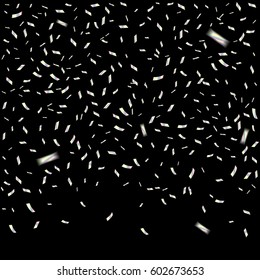 Many Falling Colorful Tiny Confetti Isolated On Black Background. Vector