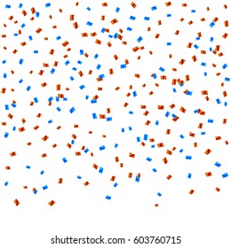 Many Falling Colorful Tiny Confetti  Isolated On White Background. Vector