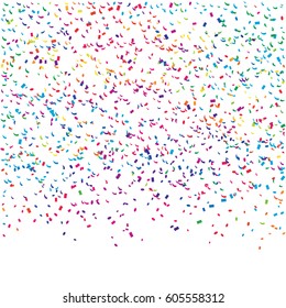 Many Falling Colorful Tiny Confetti Isolated On White Background. Vector