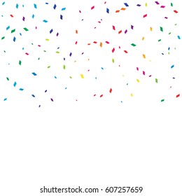 Many Falling Colorful Tiny Confetti On White Background. Vector