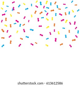 Many Falling Colorful Tiny Confetti Isolated On White Background. Vector