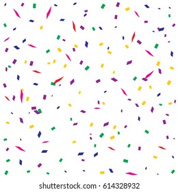 Many Falling Colorful Tiny Confetti Isolated On White Background. Vector