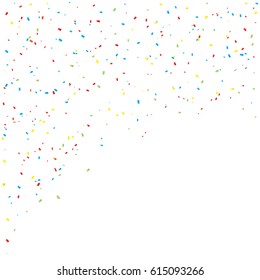 Many Falling Colorful Tiny Confetti On White Background. Vector