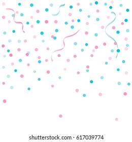 Many Falling Colorful Tiny Confetti And Ribbon Isolated On White Background. Vector. Multi colored