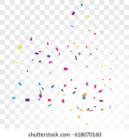 Many Falling Colorful Tiny Confetti Isolated On Transparent Background. Vector. Multi-colored