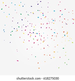 Many Falling Colorful Tiny Confetti On Gray Background. Vector