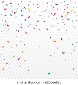 Muchos Pequeños Confettis Coloridos Se Aislaron En Un Fondo Transparente. Vector