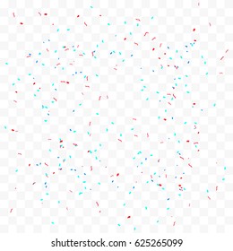 Many Falling Colorful Tiny Confetti Isolated On Transparent Background. Vector