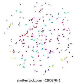 Many Falling Colorful Tiny Confetti On White Background. Vector. Multicolored
