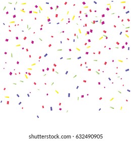 Many Falling Colorful Tiny Confetti On White Background. Vector. Multicolored