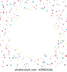 Many Falling Colorful Tiny Confetti Isolated On White Background. Vector. Multi colored