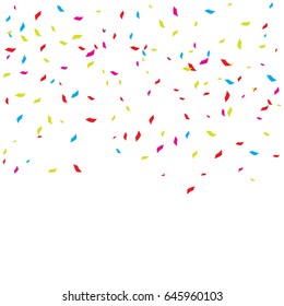 Many Falling Colorful Tiny Confetti On White Background. Vector