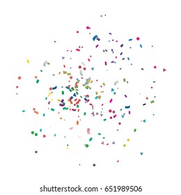 Many Falling Colorful Tiny Confetti On Transparent Background. Explosion. Celebration. Festive. Vector