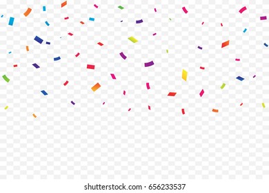 Many Falling Colorful Tiny Confetti On Transparent Background. Explosion. Celebration. Festive. Vector