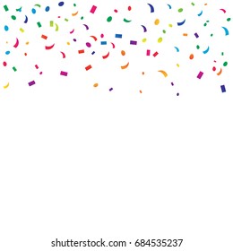 Many Falling Colorful Tiny Confetti On White Background. Vector
