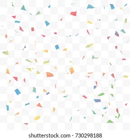 Many Falling Colorful Tiny Confetti On Transparent Background. Multicolored. Vector Illustration
