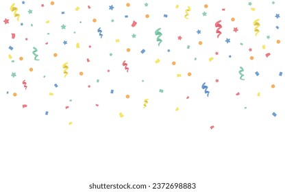 Many falling confetti on white background