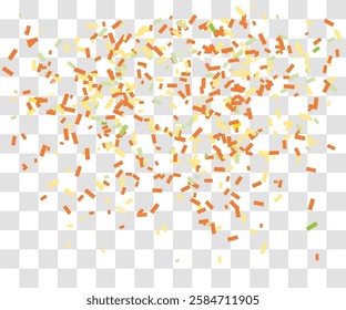 Many falling gold and tiny confetti pieces. vector background
