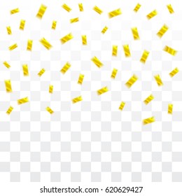 Many Falling Golden Confetti Celebration Isolated On Transparent Background