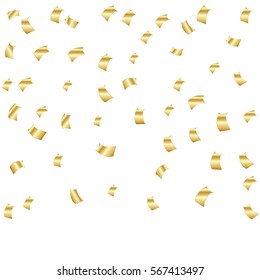 Many Falling Golden Confetti On White Background. Vector