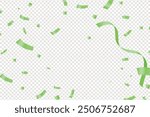 Many Falling Green Confetti On Transparent Background. Celebration and Party. Vector holiday festive celebration background with confetti green, Colorful confetti vector for the festival and party.