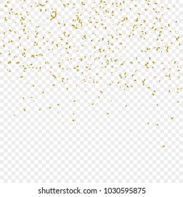 Many Falling Luxury Golden Confetti.  Birthday & Celebration. Vector Illustration