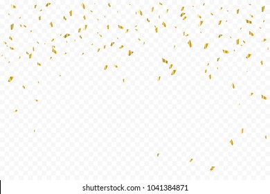 Many Falling Luxury Golden Confetti.  Birthday & Celebration. Vector Illustration