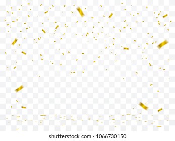 Many Falling Luxury Golden Confetti.  Birthday & Celebration. Vector Illustration