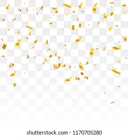 Many Falling Luxury Golden Confetti.  Birthday & Celebration. Chinese New Year. Vector Illustration