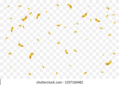 Many Falling Luxury Golden Confetti.  Birthday & Celebration. Vector Illustration