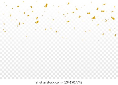 Many Falling Luxury Golden Confetti.  Birthday & Celebration. Vector Illustration