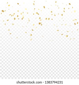 Many Falling Luxury Golden Confetti.  Birthday & Celebration. Vector Illustration