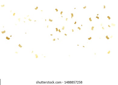 Many Falling Luxury Golden Confetti.  Birthday & Celebration. Vector Illustration