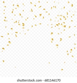 Many Falling Luxury Golden Confetti.  Birthday & Celebration. Vector Illustration