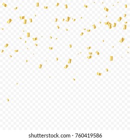 Many Falling Luxury Golden Confetti.  Birthday & Celebration. Vector Illustration
