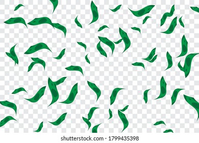Many Falling Money On Transparent Background. Vector