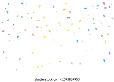 Many Falling Pastel Colorful Tiny Confetti Isolated On White Background. Vector