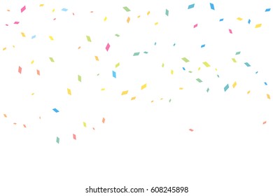 Many Falling Pastel Colorful Tiny Confetti Isolated On White Background. Vector