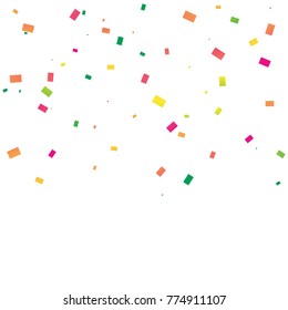 Many Falling Pastel Colorful Tiny Confetti Isolated On White Background. Vector