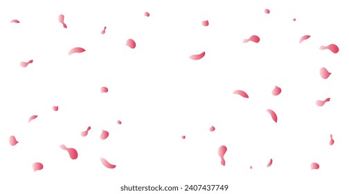 Many Falling Pink Sakura Or Rose Petals Isolated On White Background. Vector Illustration