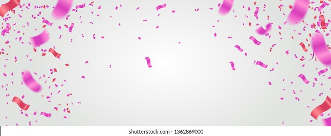 Many Falling Pink Tiny and red Tiny Confetti Isolated On White Background. Vector illustration