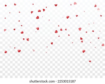 Many Falling Red Heart Isolated On White Background. Vector Illustration
